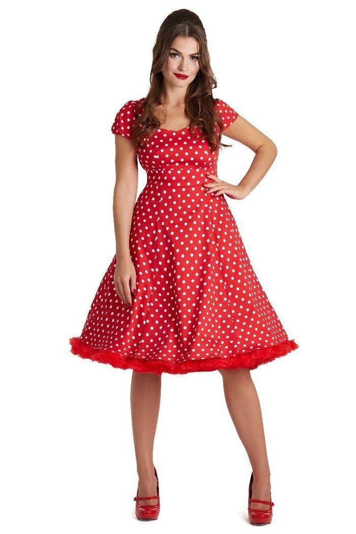 Dolly & Dotty Claudia Flirty Fifties Style Dress In Red