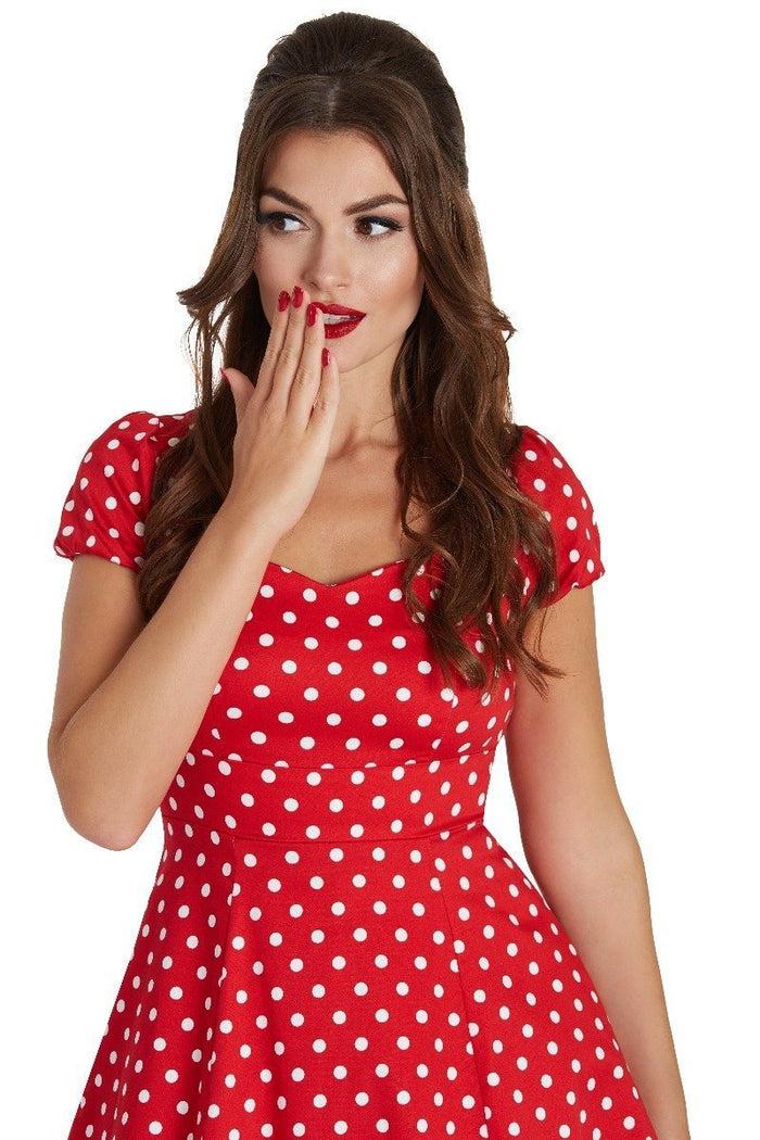 Dolly & Dotty Claudia Flirty Fifties Style Dress In Red