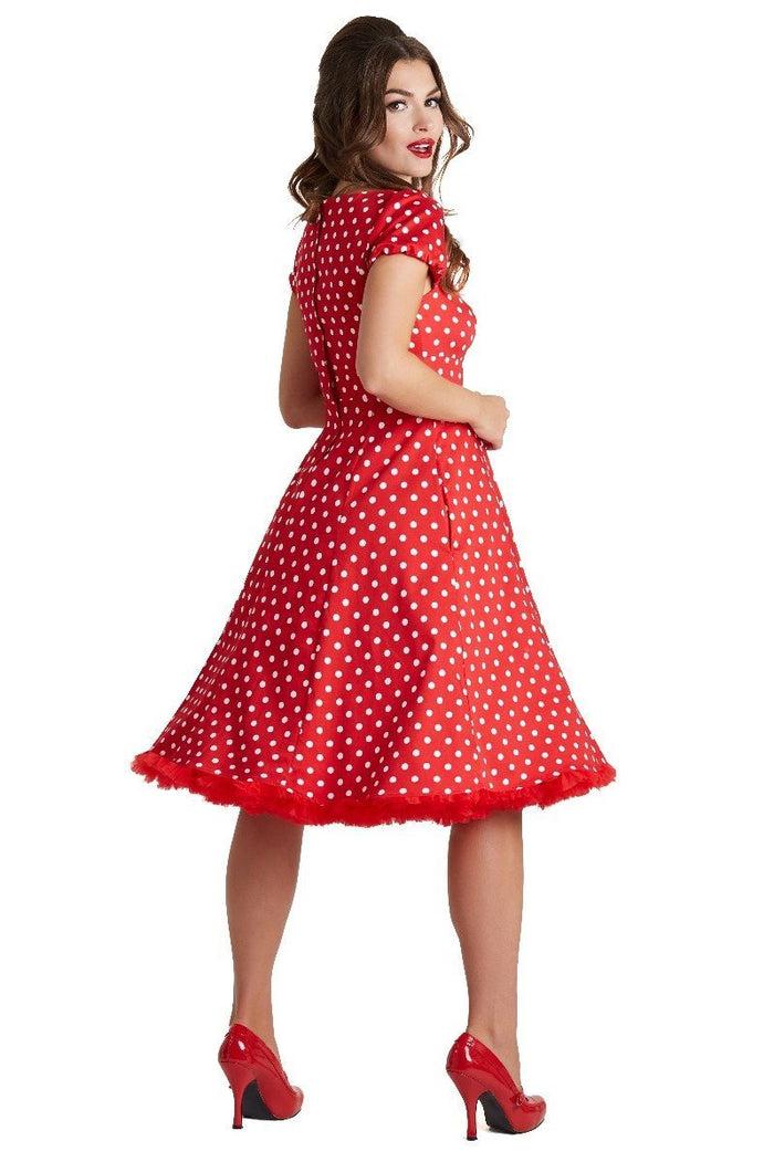 Dolly & Dotty Claudia Flirty Fifties Style Dress In Red