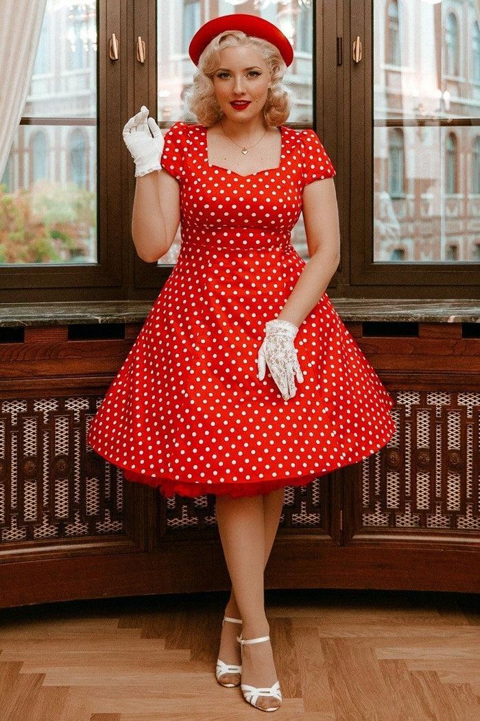 dolly & dotty Claudia Flirty Fifties Style Dress in Red
