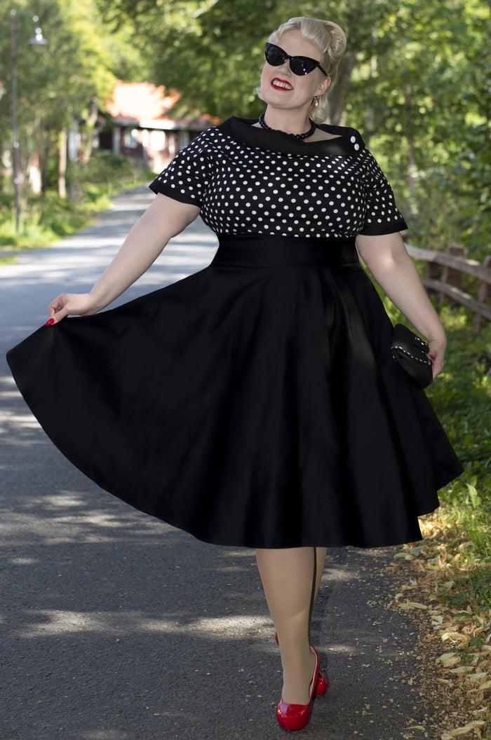 Dolly & Dotty Darlene Black And White Polka Dot Swing Dress