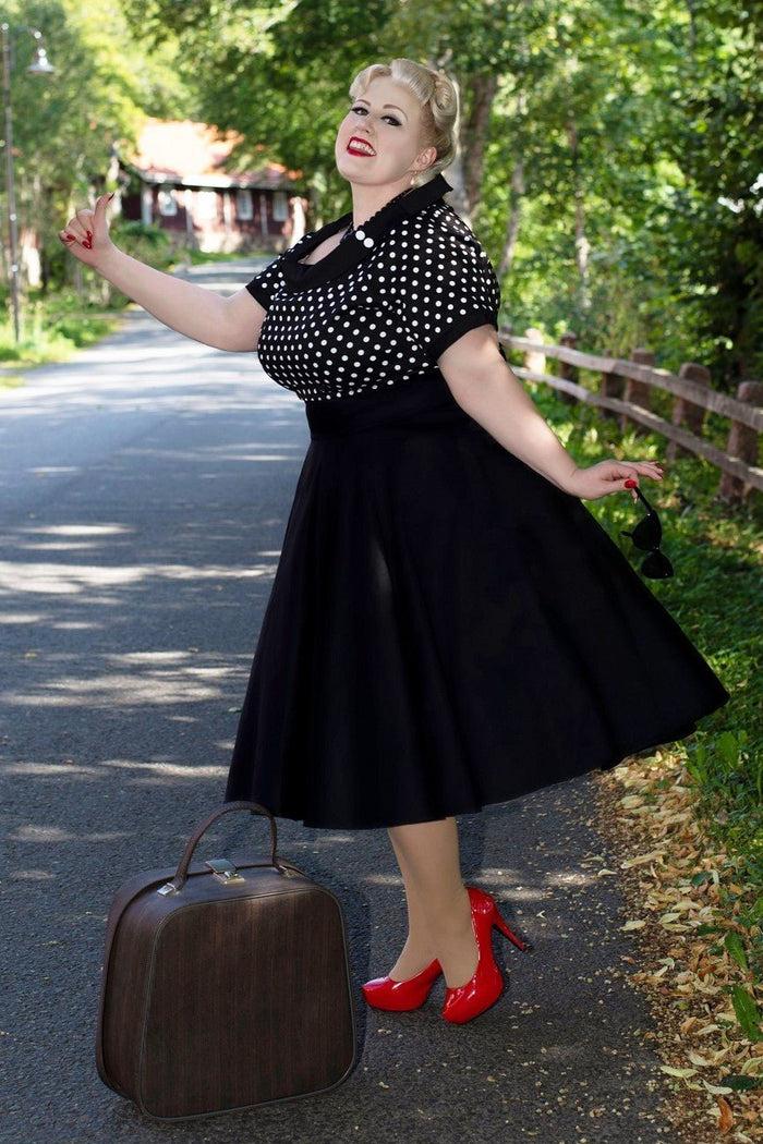 Dolly & Dotty Darlene Black And White Polka Dot Swing Dress