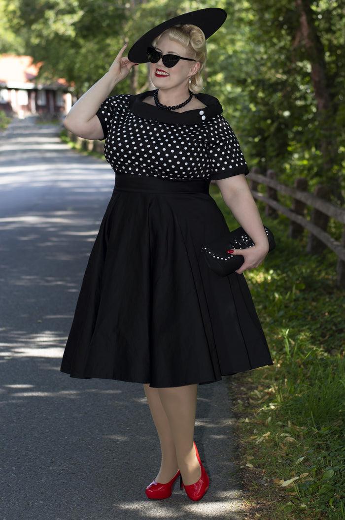 Dolly & Dotty Darlene Black And White Polka Dot Swing Dress