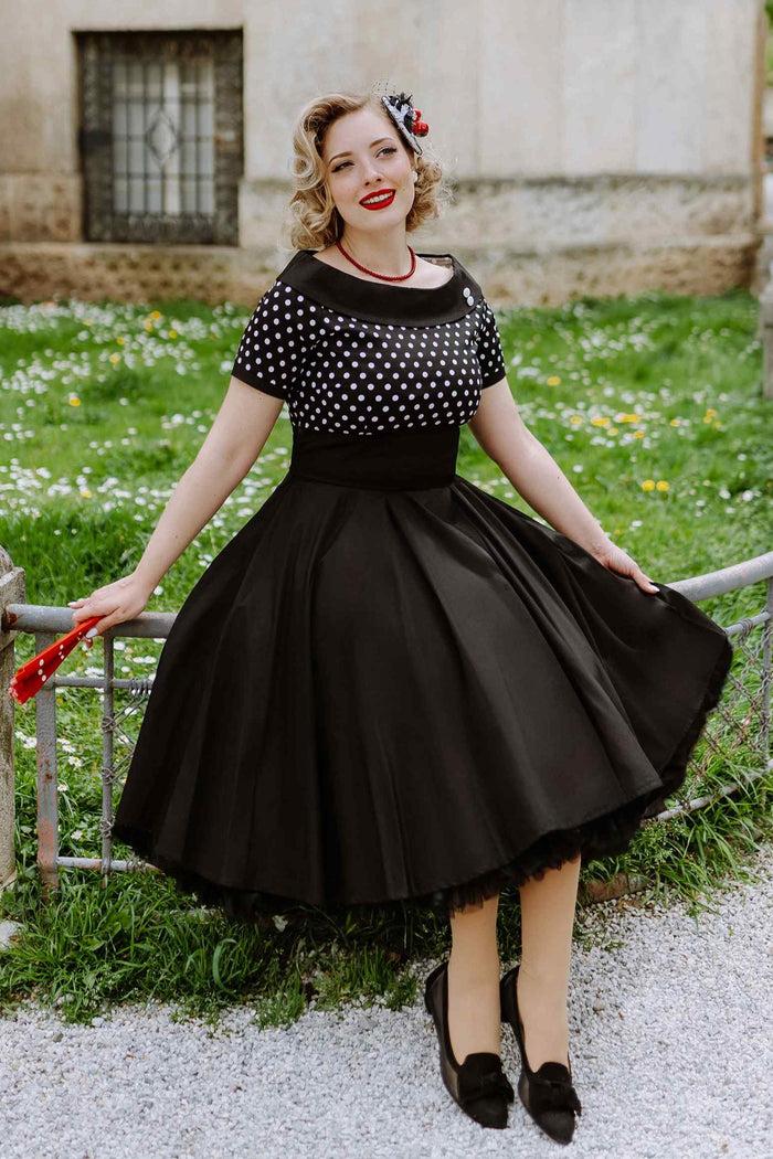 dolly & dotty Darlene Black and White Polka Dot Swing Dress