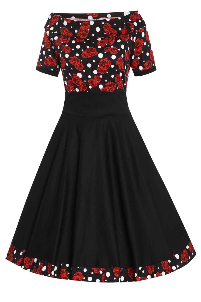 Dolly & Dotty Darlene Rockabilly Rose Polka Dot Swing Dress