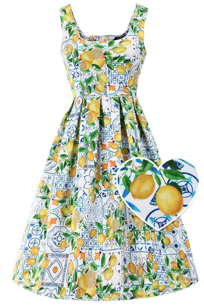 dolly & dotty Amanda Mediterranean Lemon Swing Dress