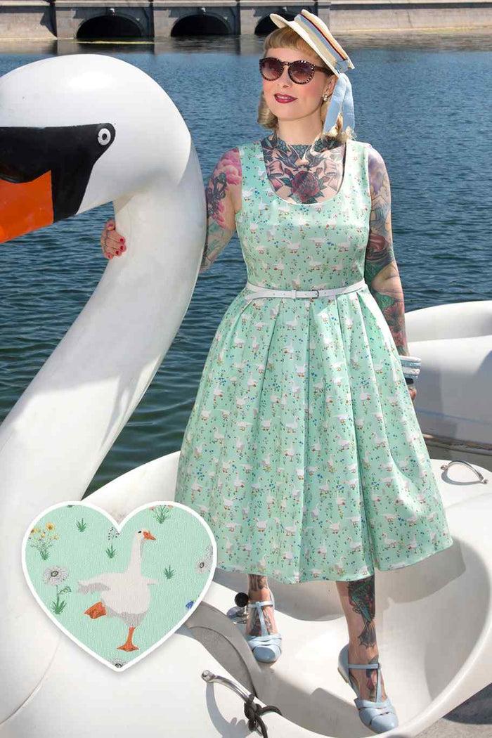 dolly & dotty Amanda Mint Green Duck Swing Dress