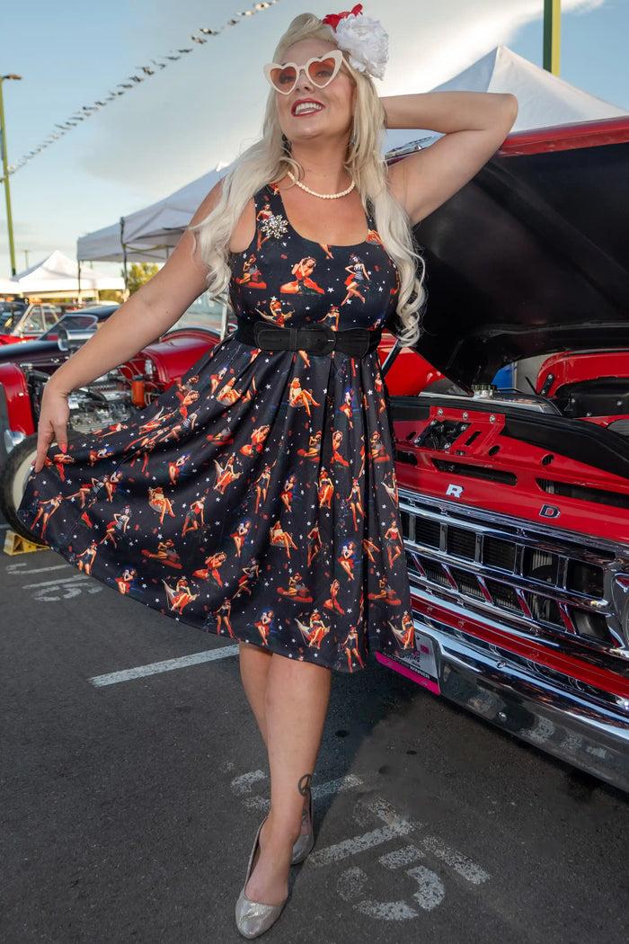 Dolly & Dotty Amanda Pinup Girls Dark Blue Dress