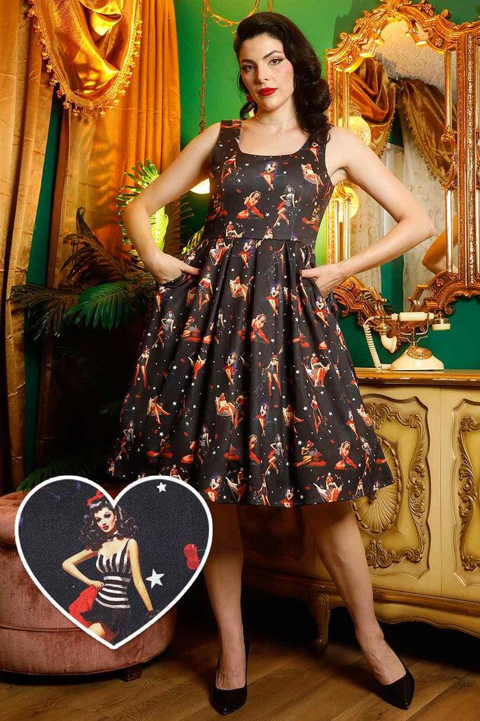 dolly & dotty Amanda Pinup Girls Dark Blue Dress