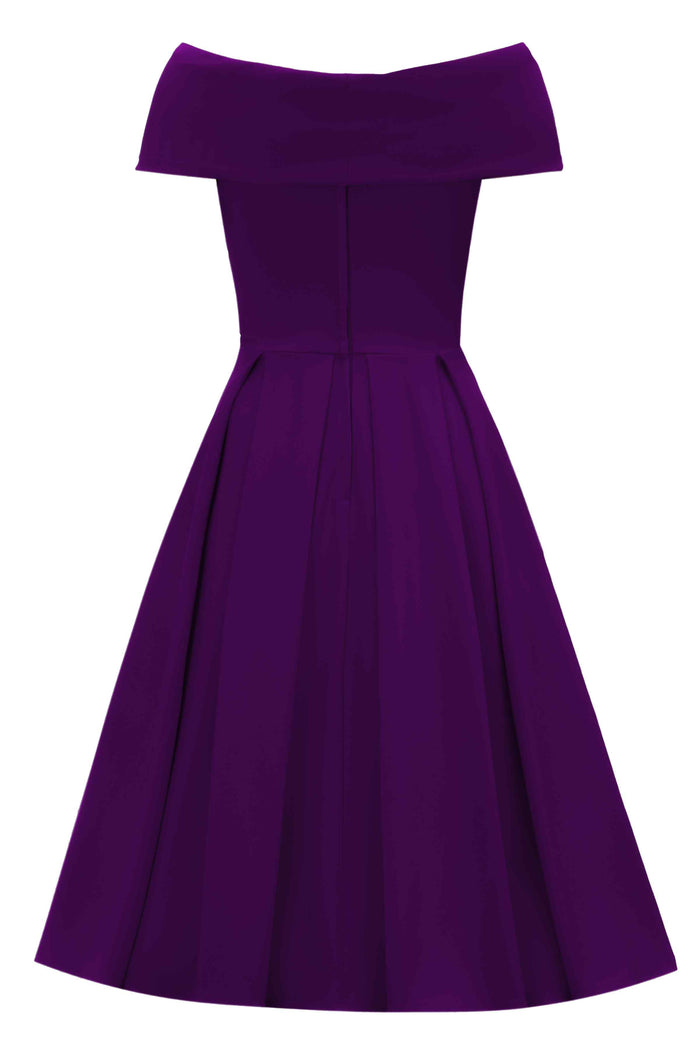 Dolly & Dotty Beverly Purple Off Shoulder Dress
