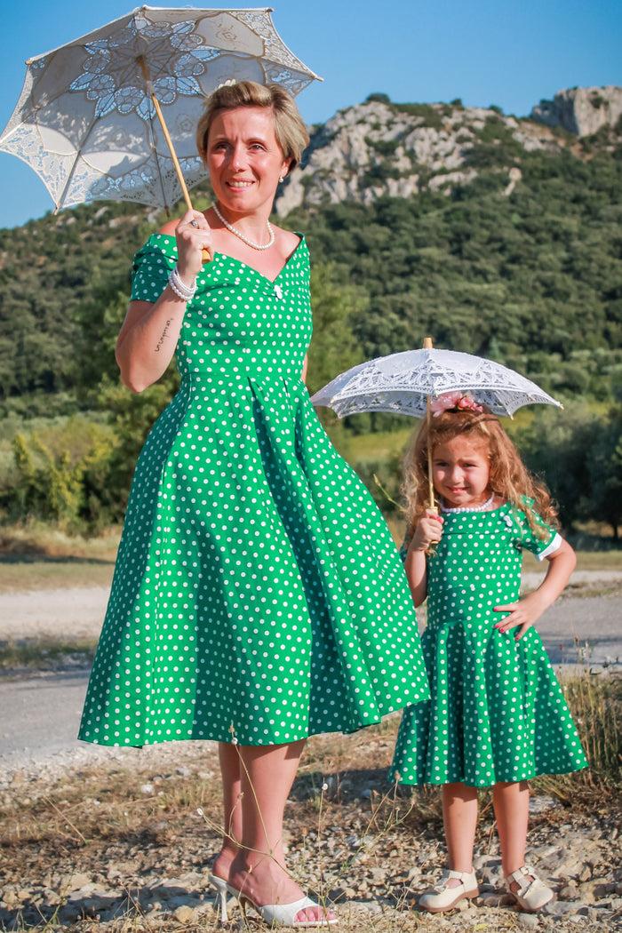 Dolly & Dotty Children Darlene Green Polka Dot Dress