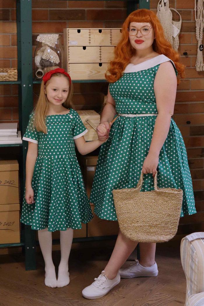 Dolly & Dotty Children Darlene Green Polka Dot Dress