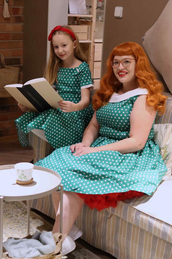 Dolly & Dotty Children Darlene Green Polka Dot Dress