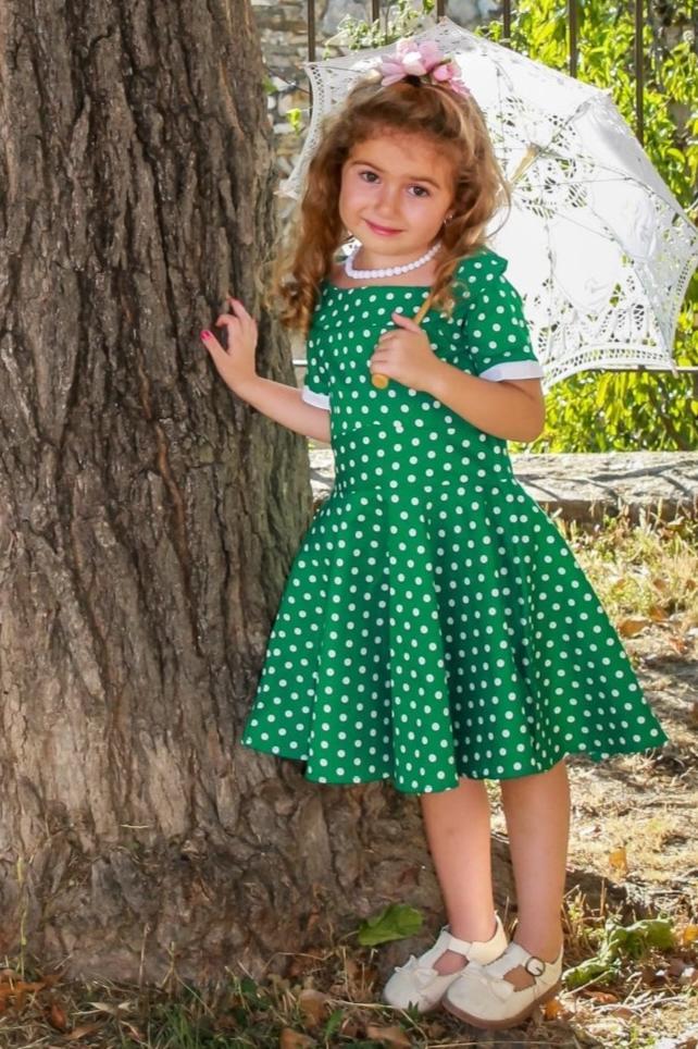 dolly & dotty Children Darlene Green Polka Dot Dress