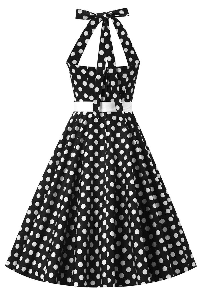 Dolly & Dotty Daisy Black Polka Dot Halter Dress