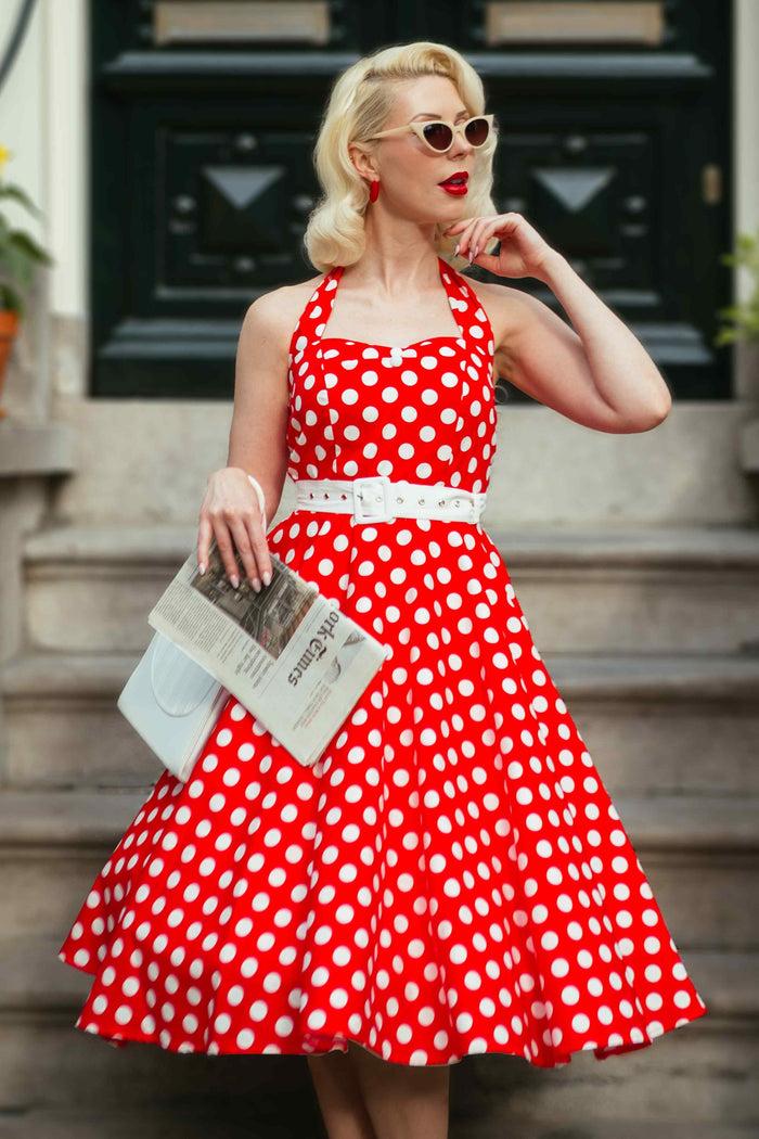 Dolly & Dotty Daisy Red Polka Dot Halter Dress