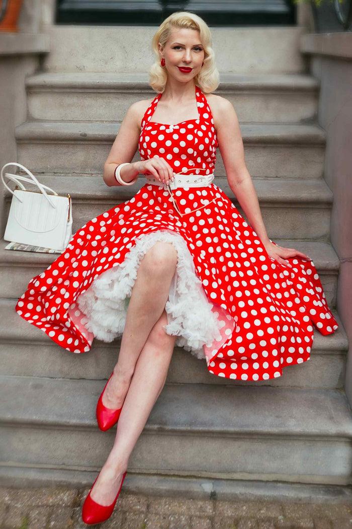 Dolly & Dotty Daisy Red Polka Dot Halter Dress