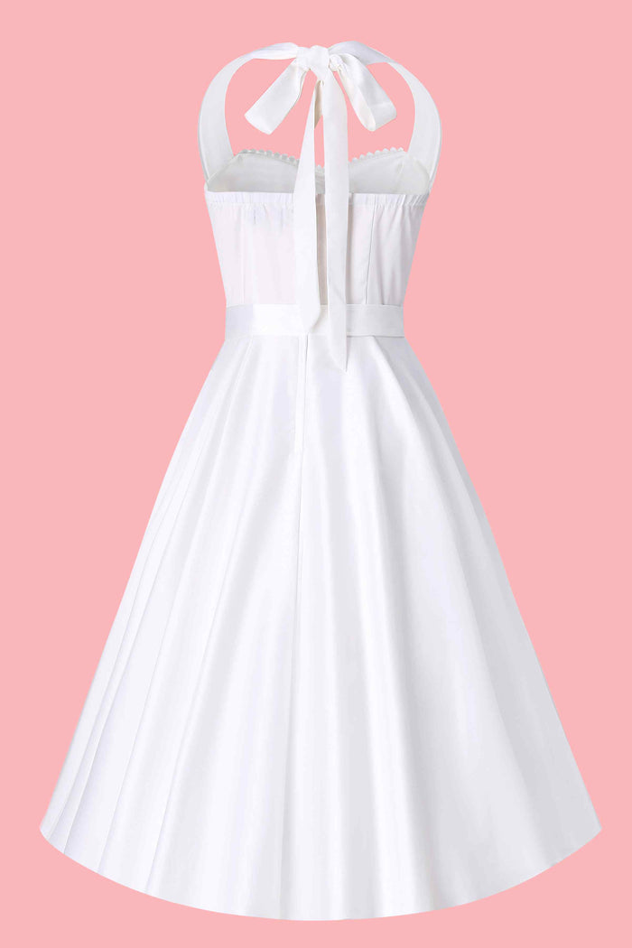 Dolly & Dotty Daisy White Satin Halter Dress
