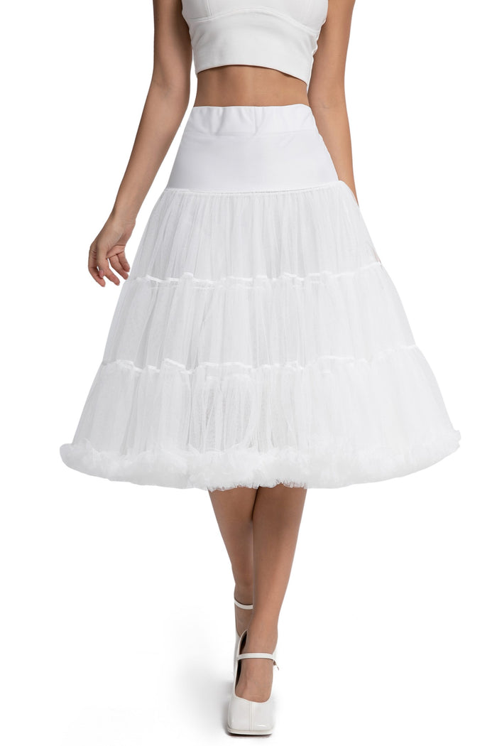 Dolly & Dotty Fluffy Net Petticoat 25.5 In White