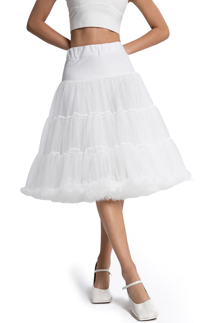Dolly & Dotty Fluffy Net Petticoat 25.5 In White