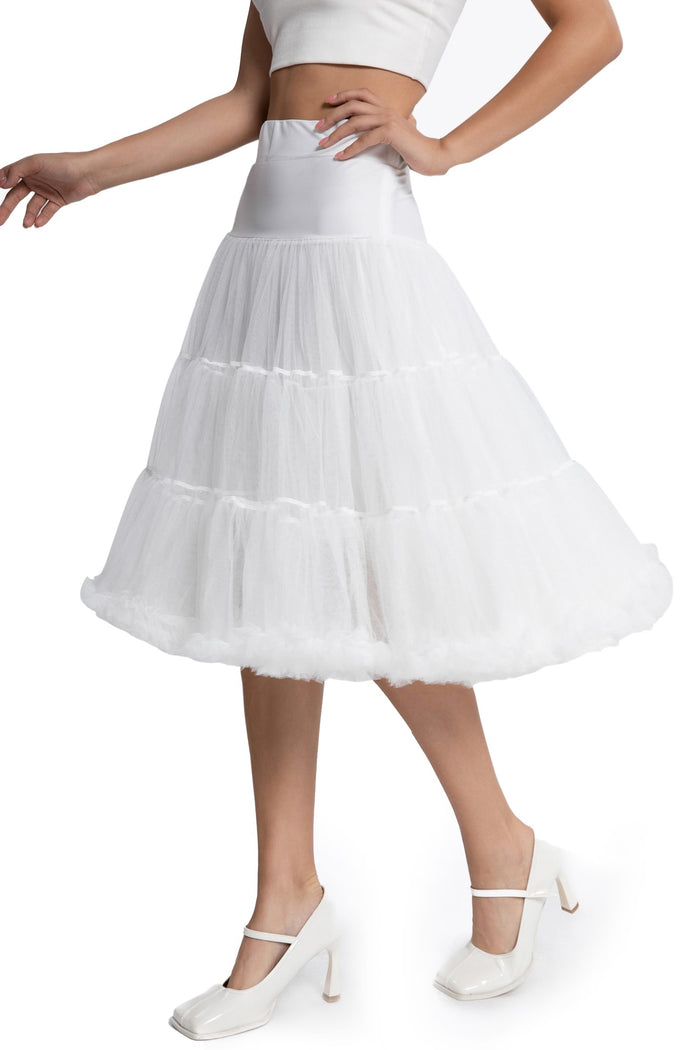 Dolly & Dotty Fluffy Net Petticoat 25.5 In White