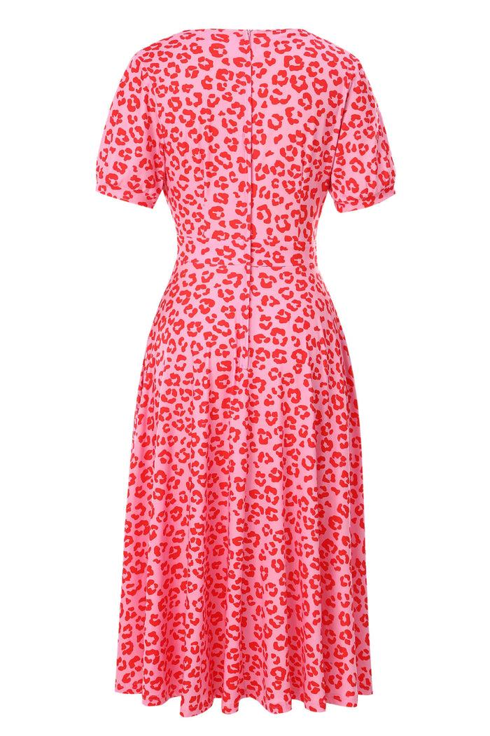 Dolly & Dotty Julia Pink Cheetah Print Midi Dress