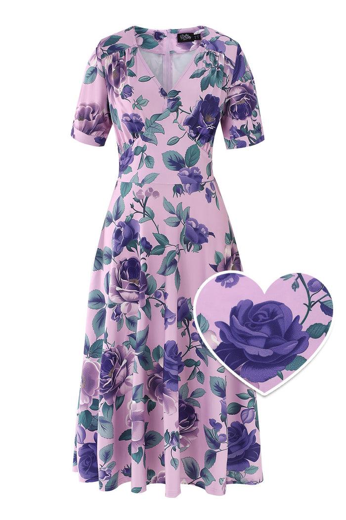 dolly & dotty Julia Purple Rose Midi Dress