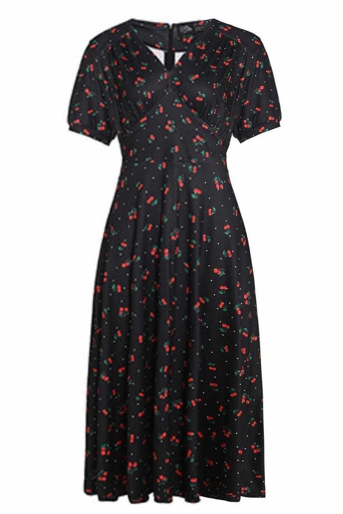 dolly & Dotty Julia Retro Black Cherry Tea Dress