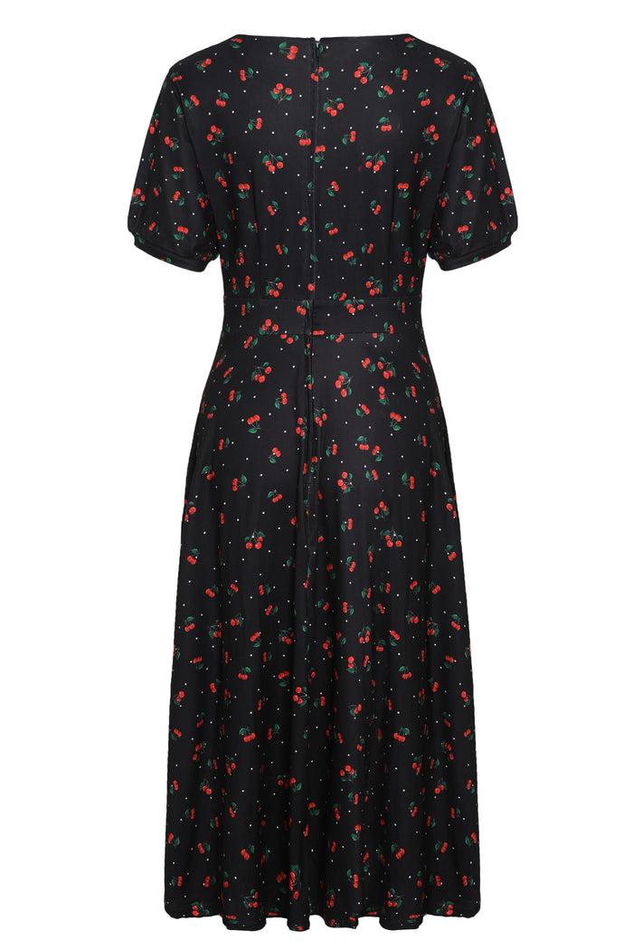 dolly & Dotty Julia Retro Black Cherry Tea Dress