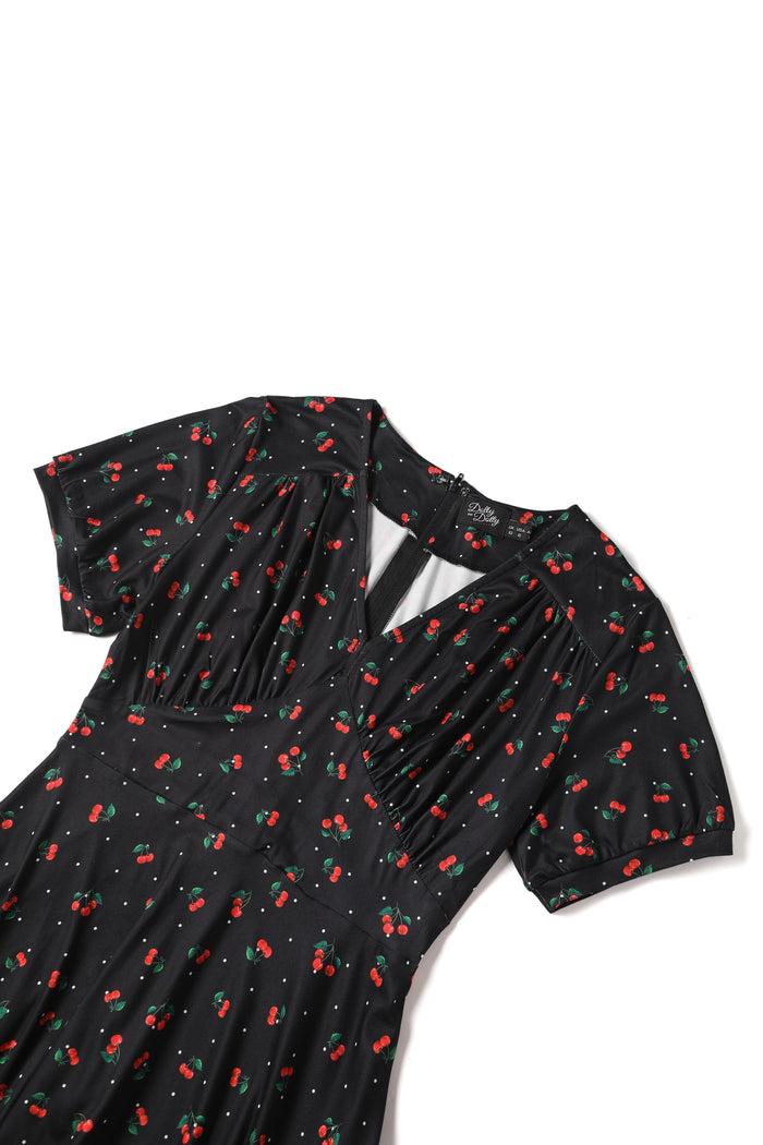 dolly & Dotty Julia Retro Black Cherry Tea Dress