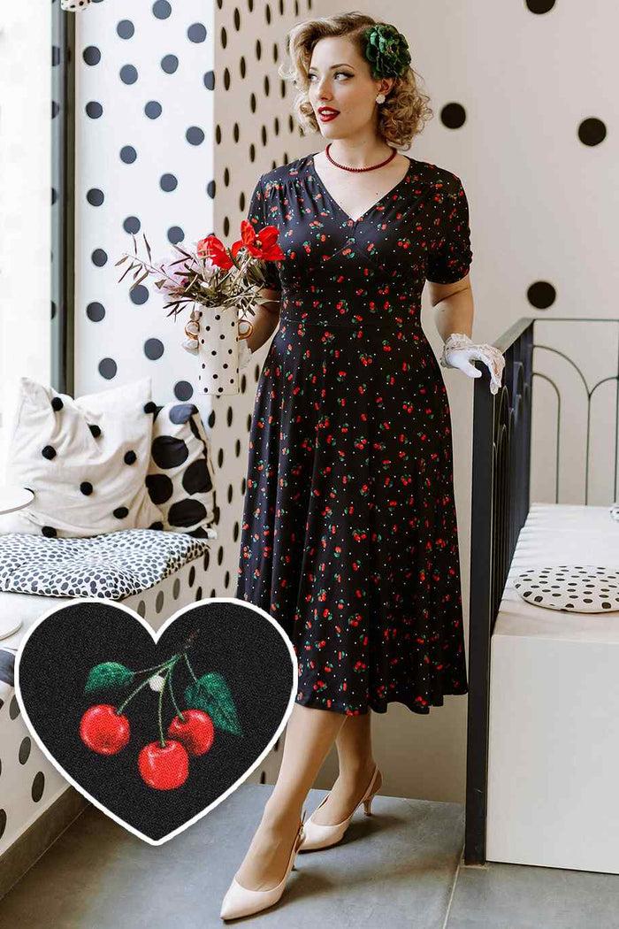 dolly & dotty Julia Retro Black Cherry Tea Dress