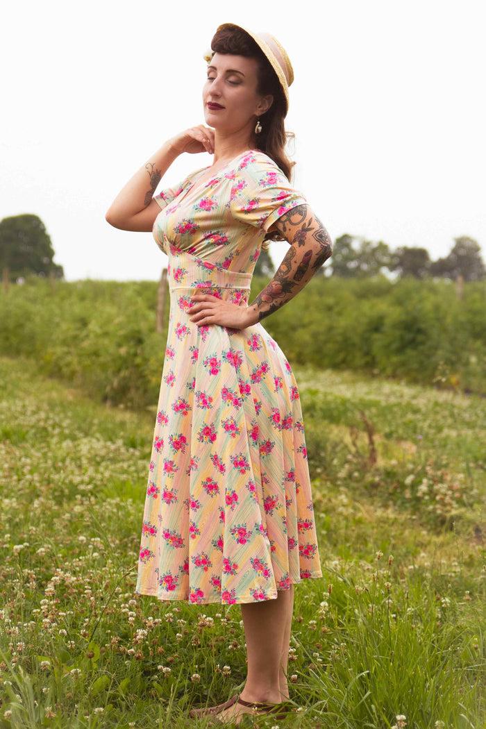Dolly & Dotty Julia Vintage Pastel Floral Midi Dress