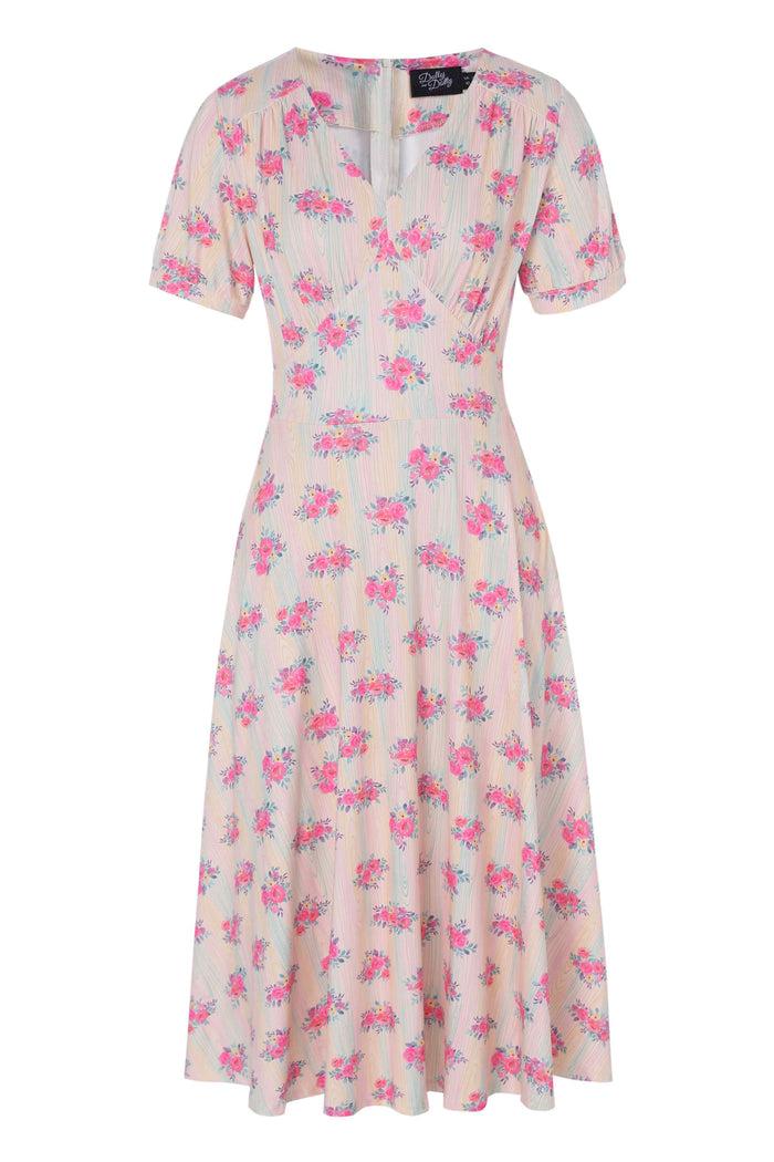 Dolly & Dotty Julia Vintage Pastel Floral Midi Dress
