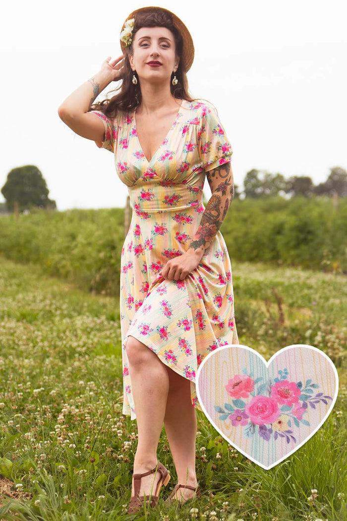 dolly & dotty Julia Vintage Pastel Floral Midi Dress
