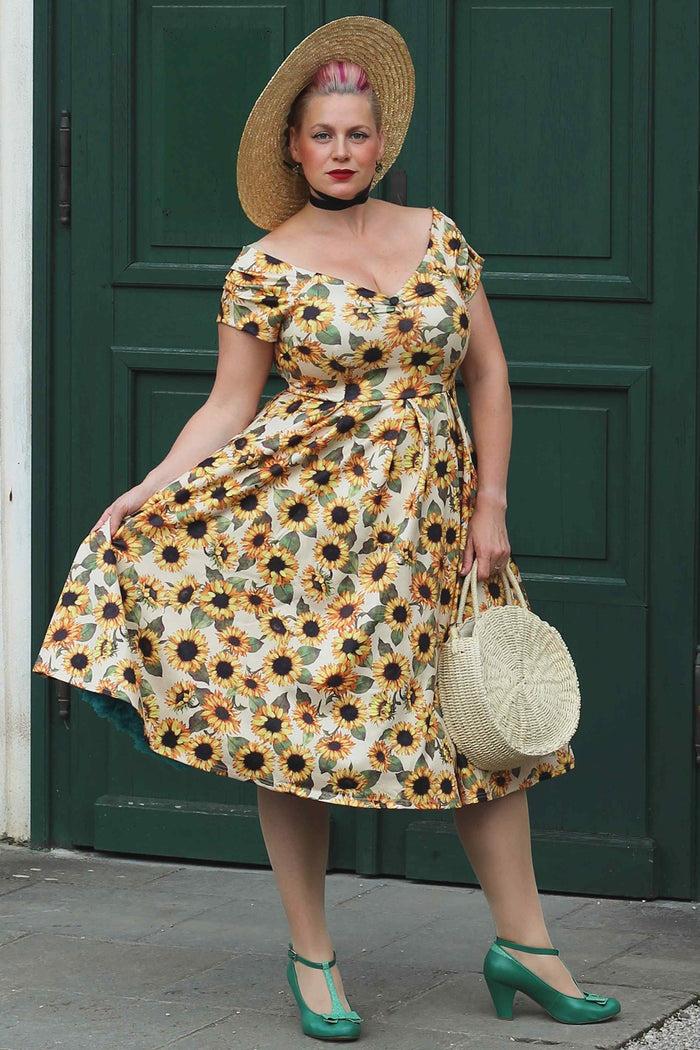 Dolly & Dotty Lily Sunflower Off Shoulder Dress