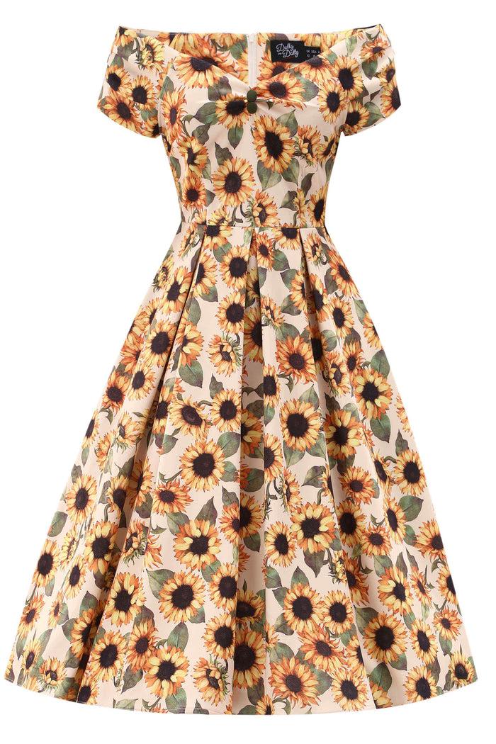 Dolly & Dotty Lily Sunflower Off Shoulder Dress
