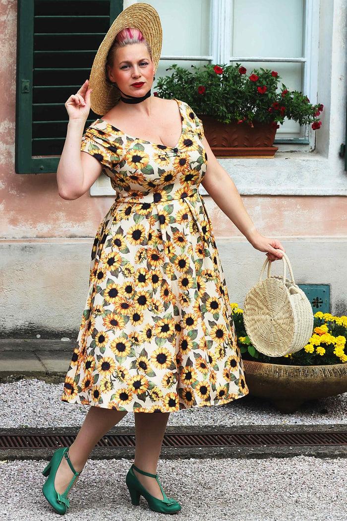 dolly & dotty Lily Sunflower Off Shoulder Dress