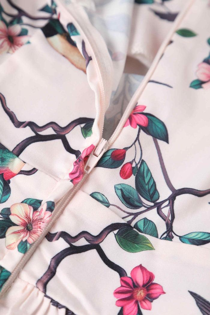 Dolly & Dotty Lisette White Bird Print Bolero Jacket