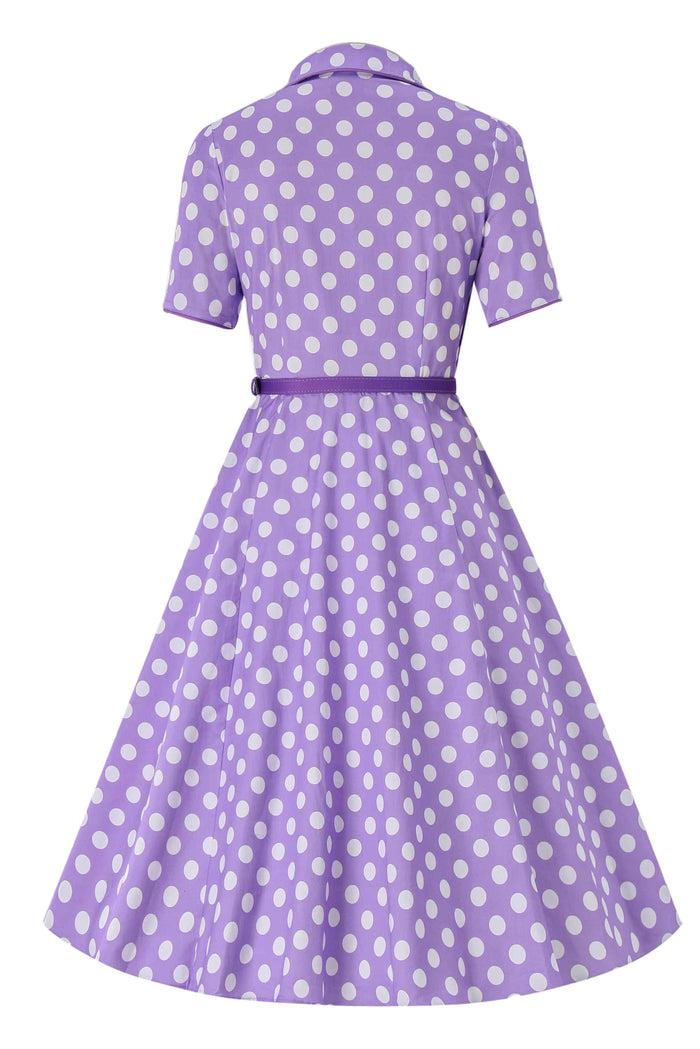 Dolly & Dotty Mabel Lilac Polka Dot Midi Shirt Dress