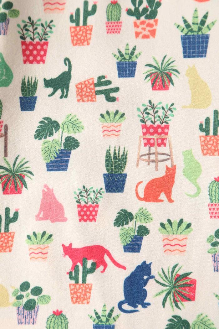 Dolly & Dotty Matilda Cat & Plant Wrap Dress In White