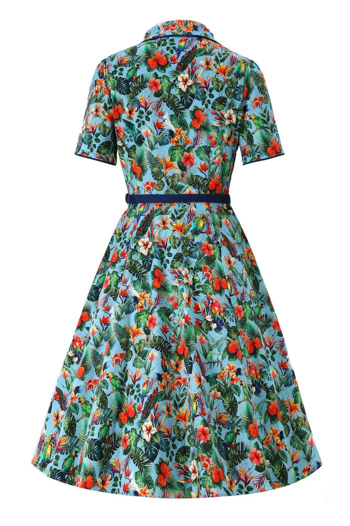 Dolly & Dotty Penelope Tropical Parrot Shirt Dress