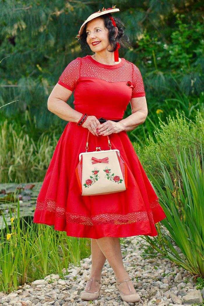 Dolly & Dotty Tess Crochet Lace Formal Dress In Red