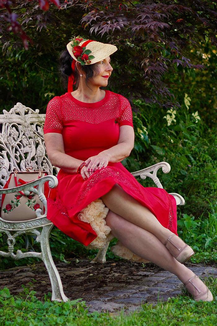 Dolly & Dotty Tess Crochet Lace Formal Dress In Red