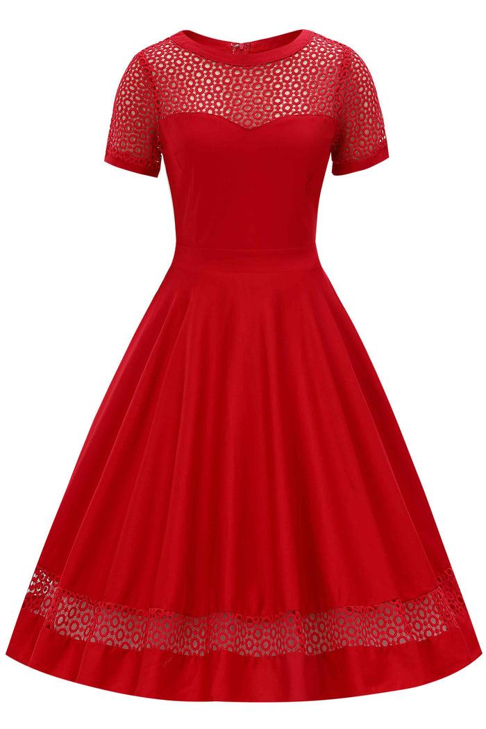 Dolly & Dotty Tess Crochet Lace Formal Dress In Red