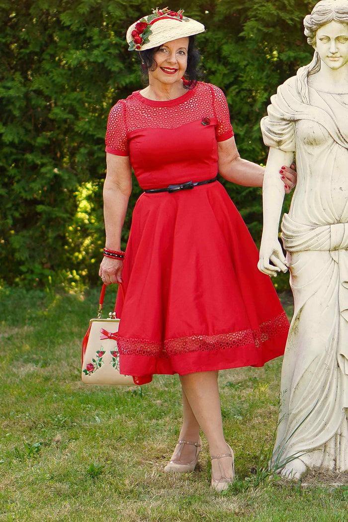 dolly & dotty Tess Crochet Lace Formal Dress In Red