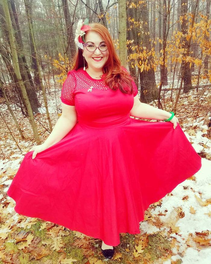 Dolly & Dotty Tess Lace Sleeved Dress In Hot Pink