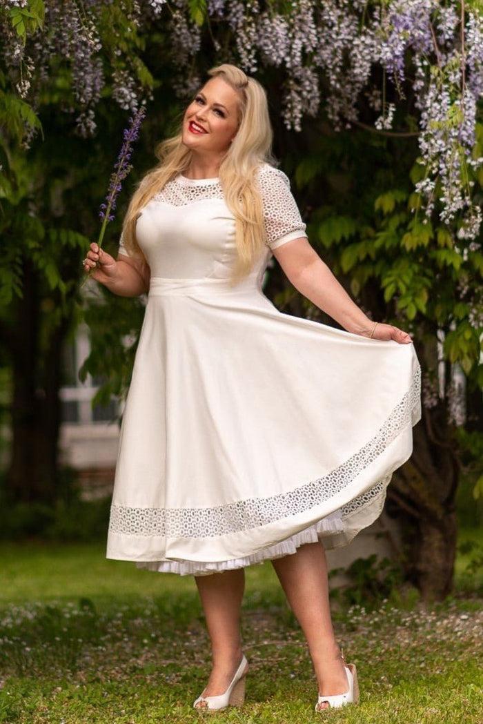 Dolly & Dotty Tess Lace Sleeved Dress In White