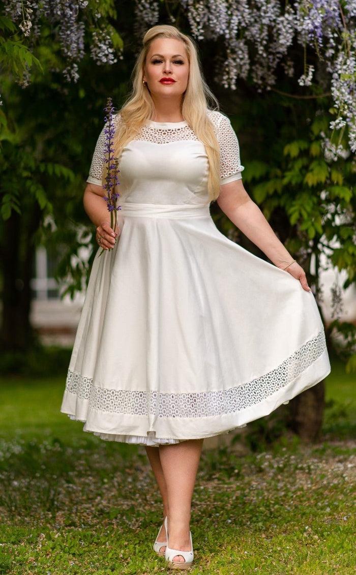 Dolly & Dotty Tess Lace Sleeved Dress In White