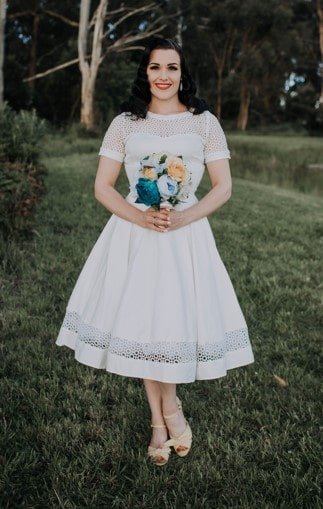 Dolly & Dotty Tess Lace Sleeved Dress In White