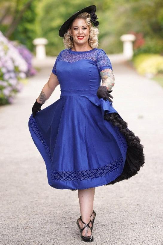 Dolly & Dotty Tess Royal Blue Lace Sleeved Dress